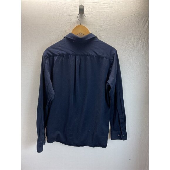 J McLaughlin size L Navy Long Sleeve Jersey Knit Button Up Blouse Shirt Career - Picture 2 of 9